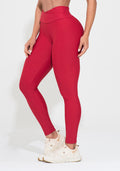Legging Fitness Feminina Vermelha Com Cós Transpassado Action Dlk