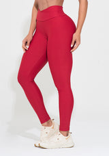 Legging Fitness Feminina Vermelha Com Cós Transpassado Action Dlk