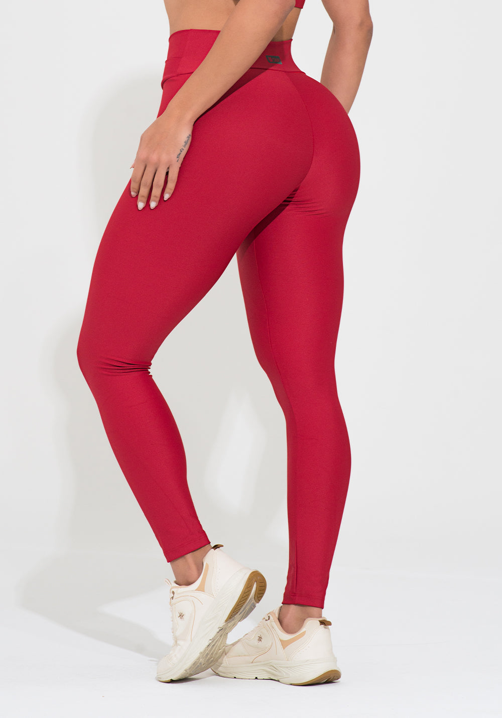 Legging Fitness Feminina Vermelha Com Cós Transpassado Action Dlk