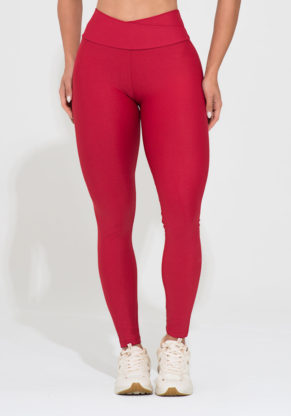 Legging Fitness Feminina Vermelha Com Cós Transpassado Action Dlk