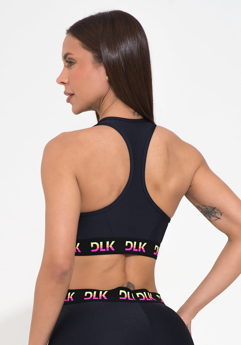 Top Fitness Feminino Cut-out Elástico Colorido Action Dlk