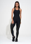Macacão Fitness Feminino Preto Elástico Colorido Action Dlk