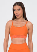 Top Fitness Feminino Laranja Com Bojo Elástico Vazado Action Dlk