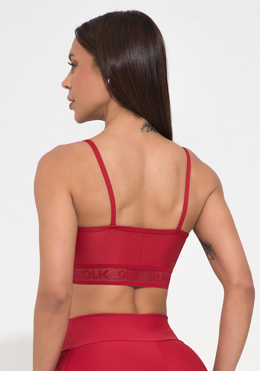 Top Fitness Feminino Vermelho Com Bojo Elástico Vazado Action Dlk