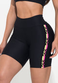 Bermuda Fitness Feminina Preta Elástico Lateral Colorido Action Dlk