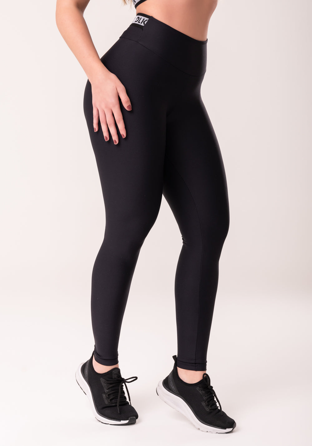 Legging Fitness Feminina Preto Com Elástico Canelado Nas Costas Intense Dlk