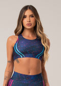 Top Fitness Feminino Nadador New Printed Estampado Logomania Multicolorido Dlk