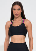Top Fitness Feminino Preto Com Bojo E Elástico Cruzado Costas Action Dlk
