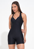 Macaquinho Fitness Feminino Preto Com Bojo Alças Cruzadas Action Dlk