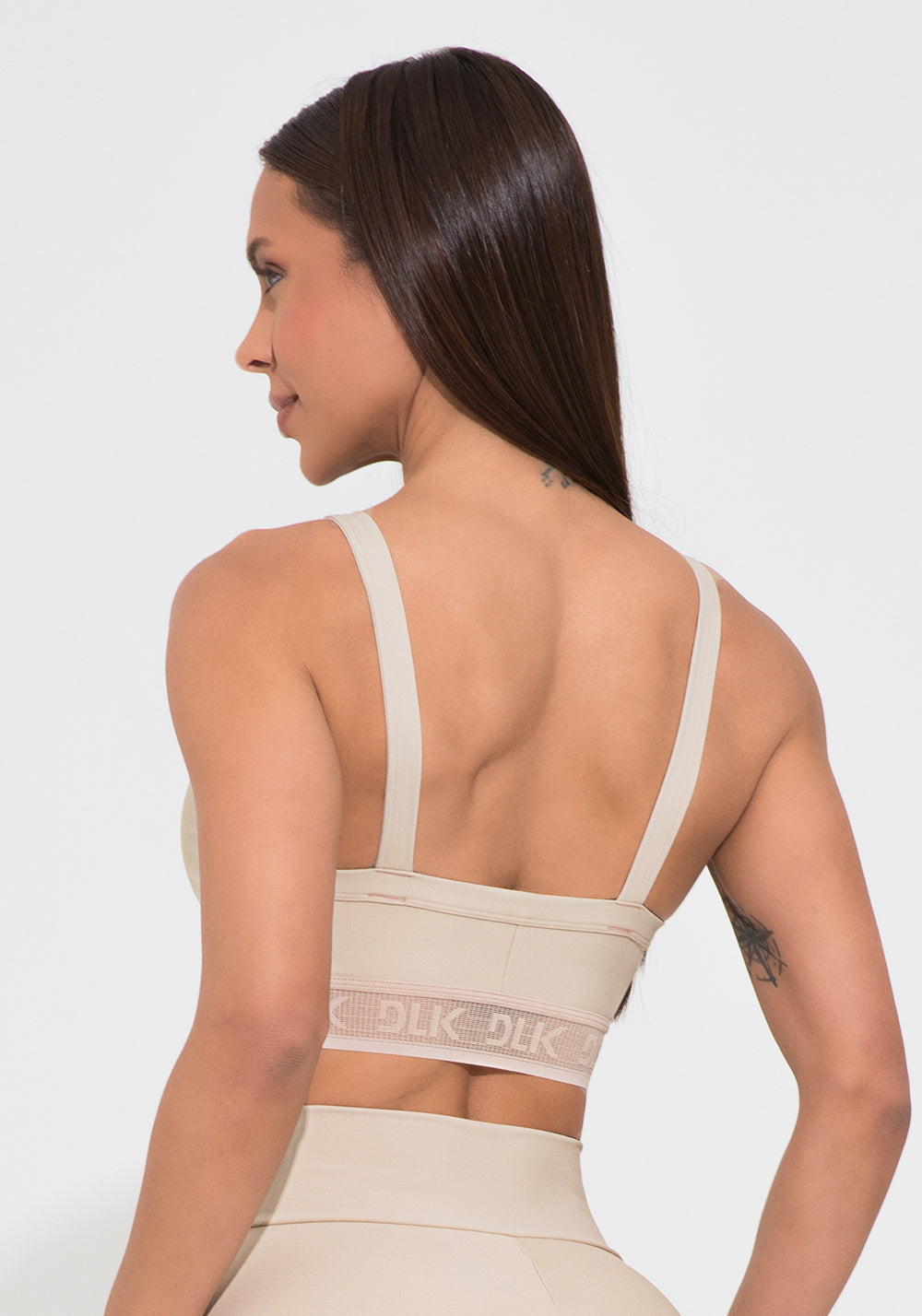 Top Fitness Feminino Nude Com Elástico Vazado Action Dlk