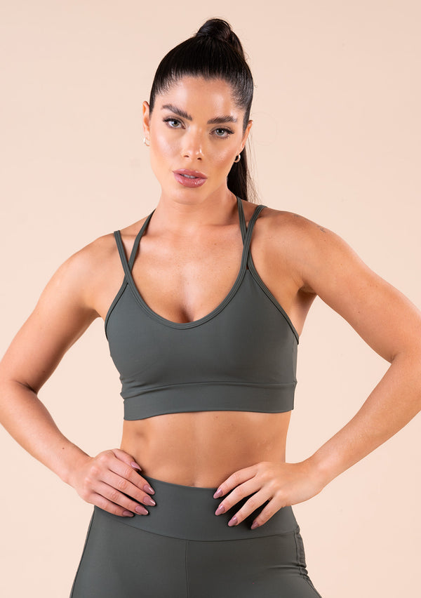 Top Fitness Feminino Com Bojo Chumbo Alça Dupla E Elástico Action Dlk