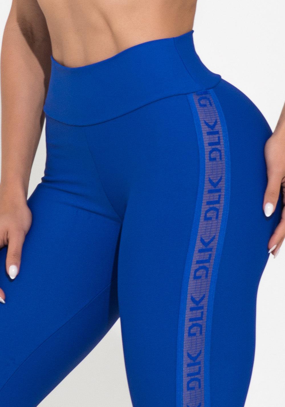 Legging Fitness Feminina Azul Elástico Lateral Action Dlk