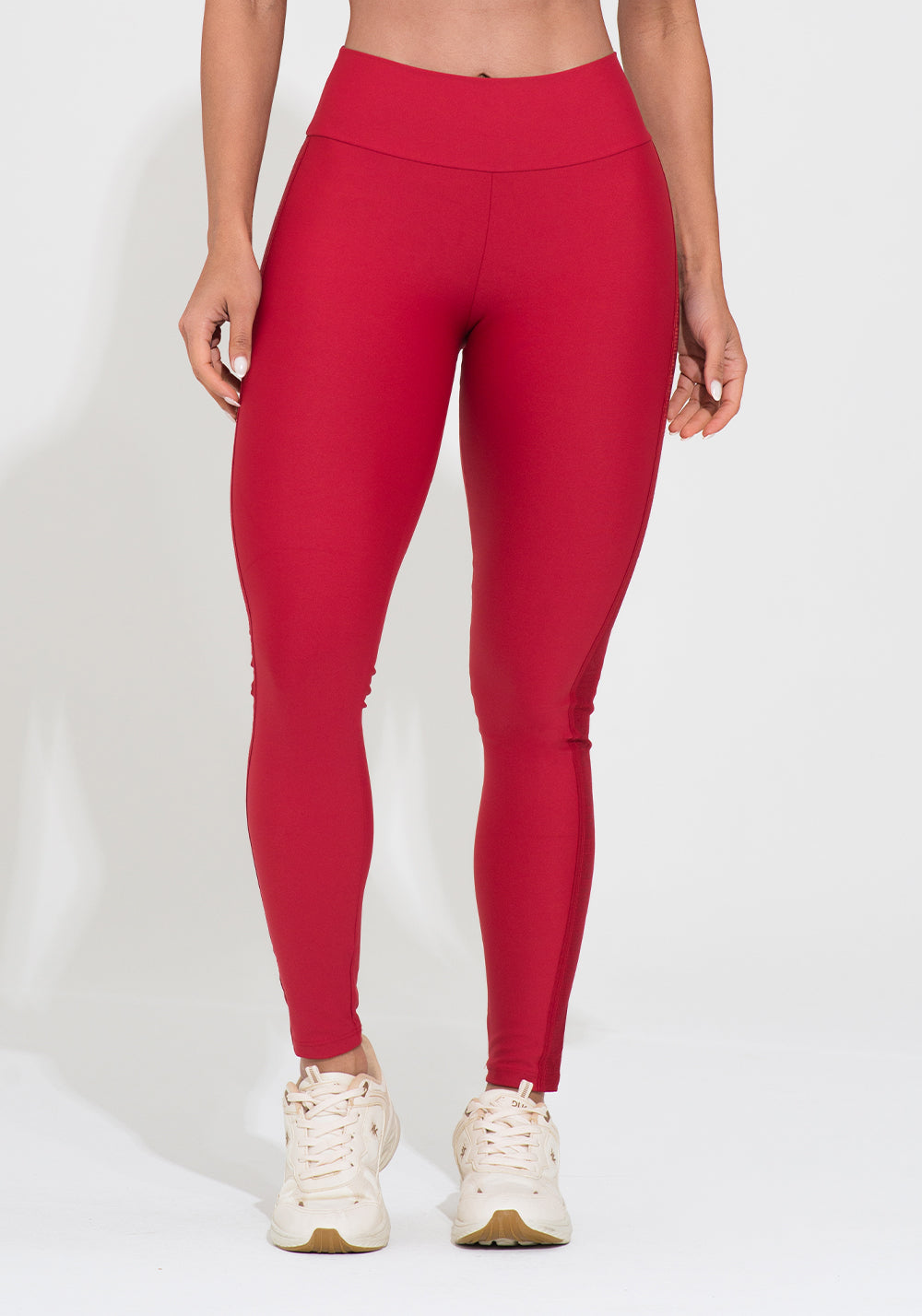 Legging Fitness Feminina Vermelha Elástico Lateral Action Dlk
