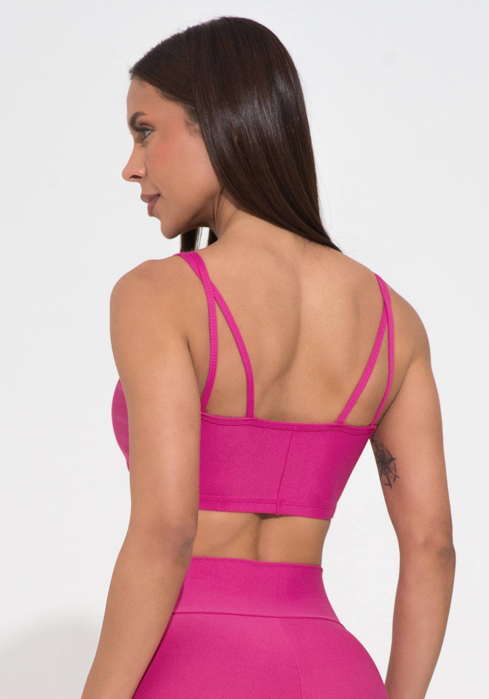 Top Fitness Feminino Pink Decote Gota Com Alça Dupla Action Dlk