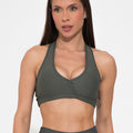 Top Fitness Feminino Chumbo Decote Transpassado Action Dlk