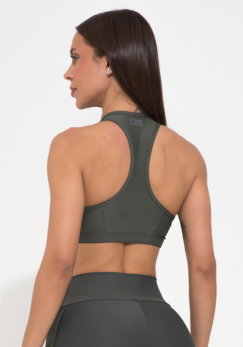 Top Fitness Feminino Chumbo Decote Transpassado Action Dlk