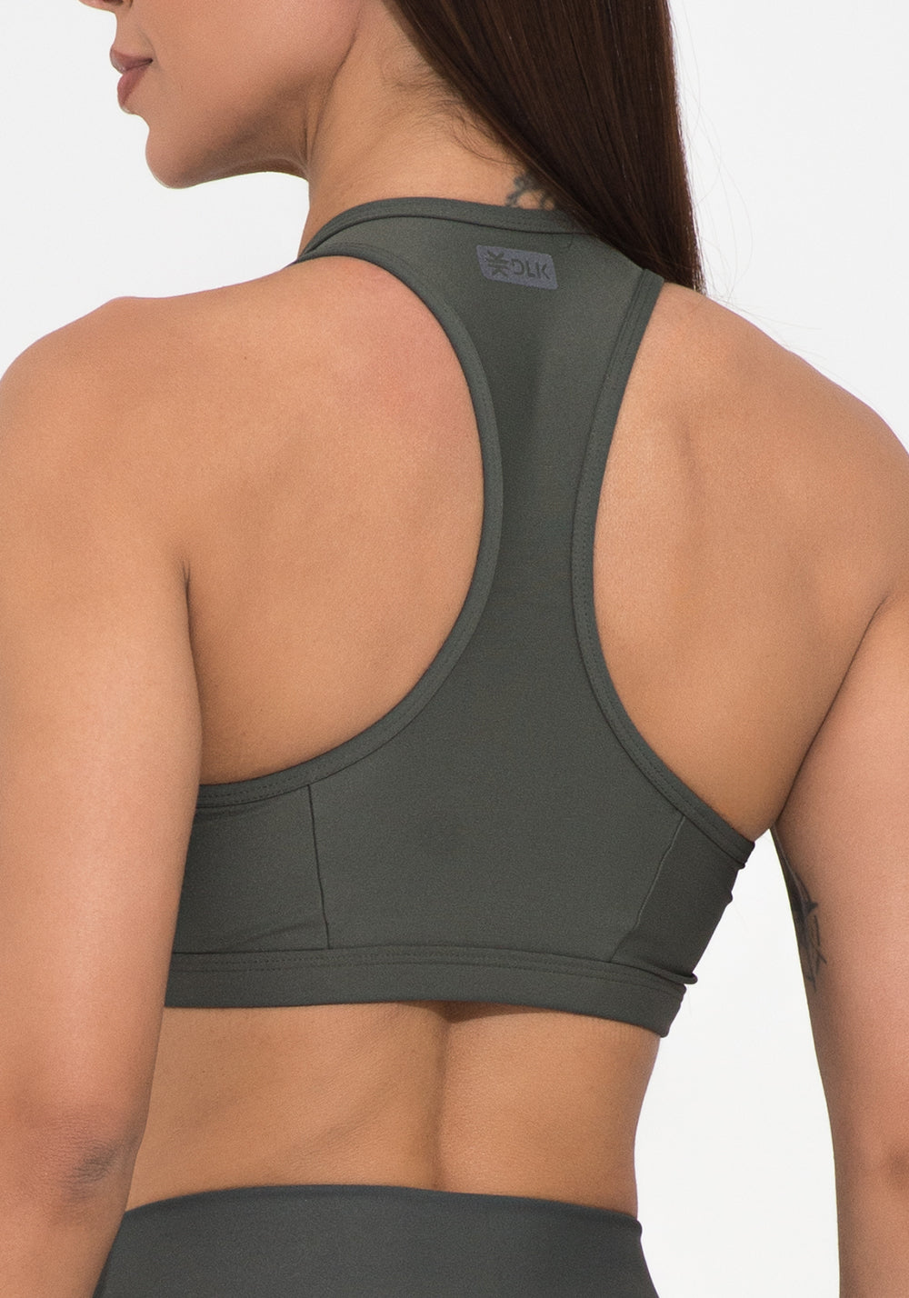 Top Fitness Feminino Chumbo Decote Transpassado Action Dlk