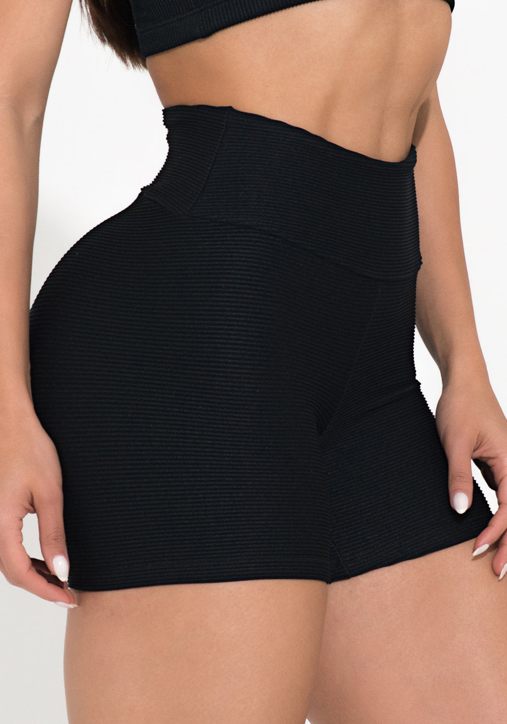 Short Fitness Feminino Preto Canelado Action Dlk