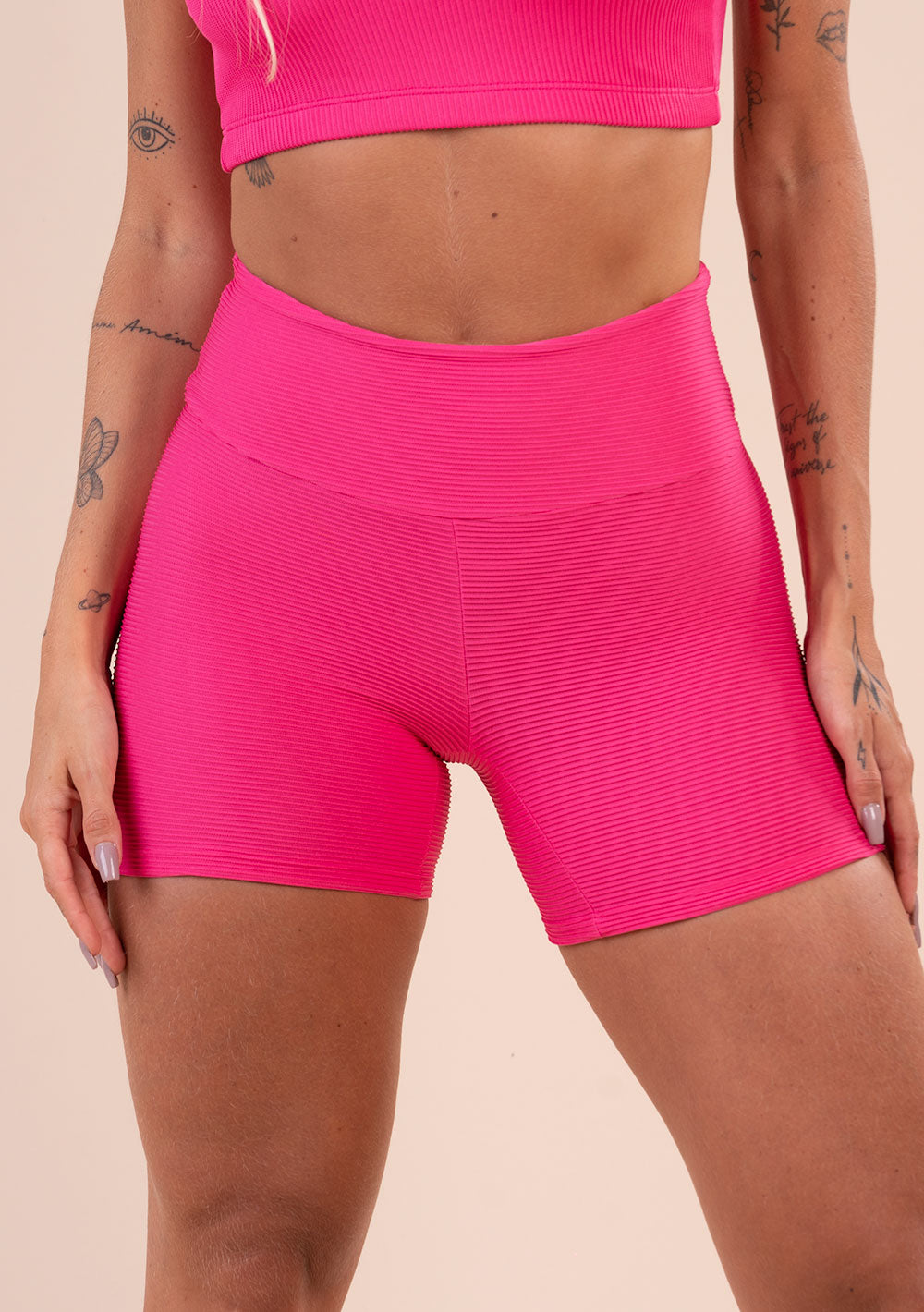 Short Fitness Feminino Pink Canelado Action Dlk