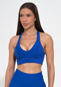 Top Fitness Feminino Azul Canelado Modelo Nadador Action Dlk
