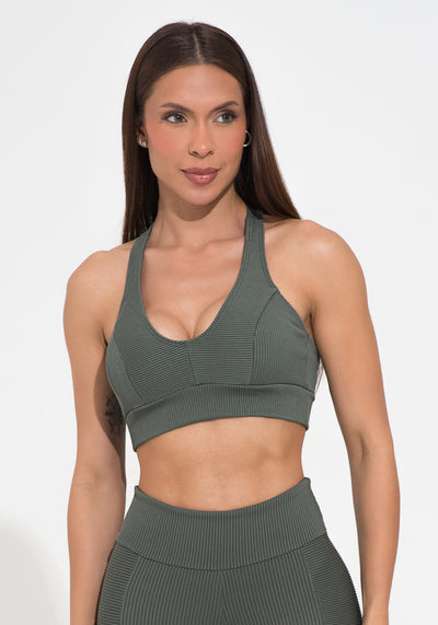 Top Fitness Feminino Chumbo Canelado Modelo Nadador Action Dlk