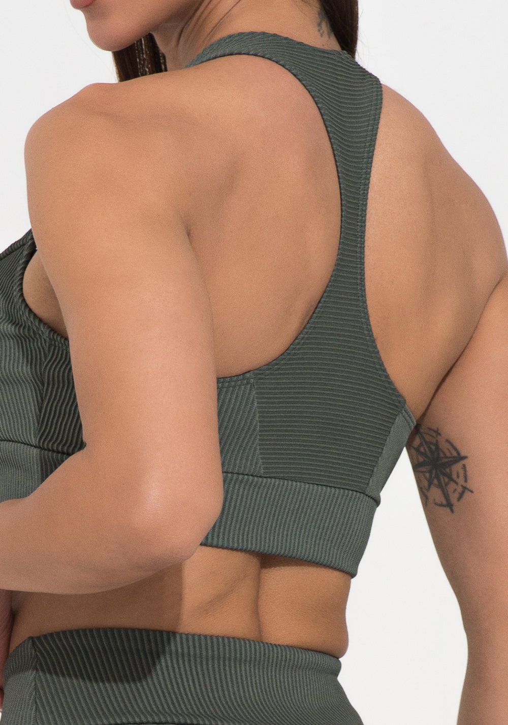 Top Fitness Feminino Chumbo Canelado Modelo Nadador Action Dlk