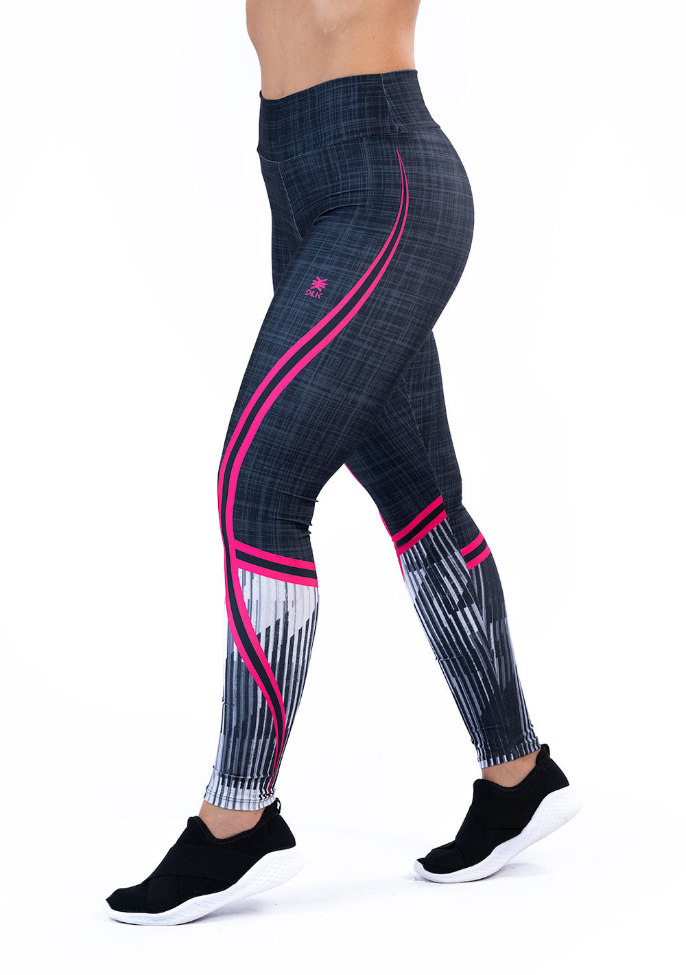 Legging Fitness Feminina New Printed Estampada Mix Geo Pink Dlk