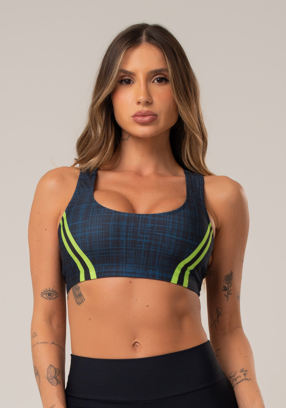 Top Fitness Feminino New Printed Estampado Mix Geo Neon Dlk