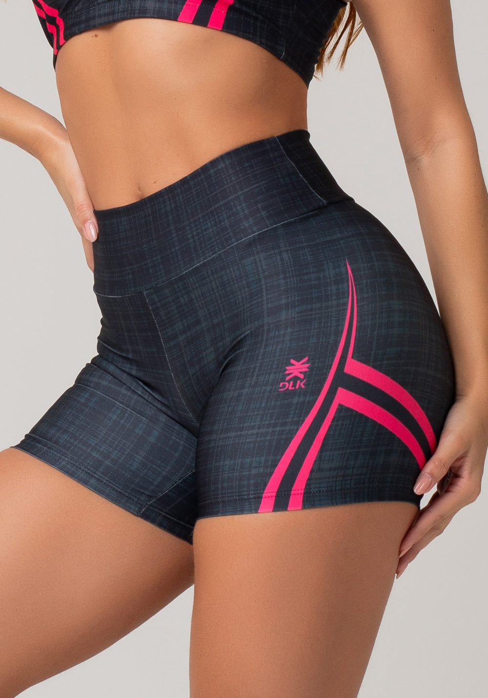 Short Fitness Feminino New Printed Estampado Mix Geo Pink Dlk