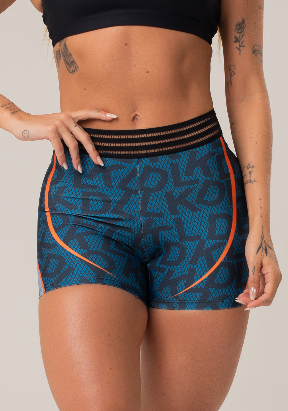 Short Fitness Feminino Com Elástico New Printed Estampado Soup Azul Dlk