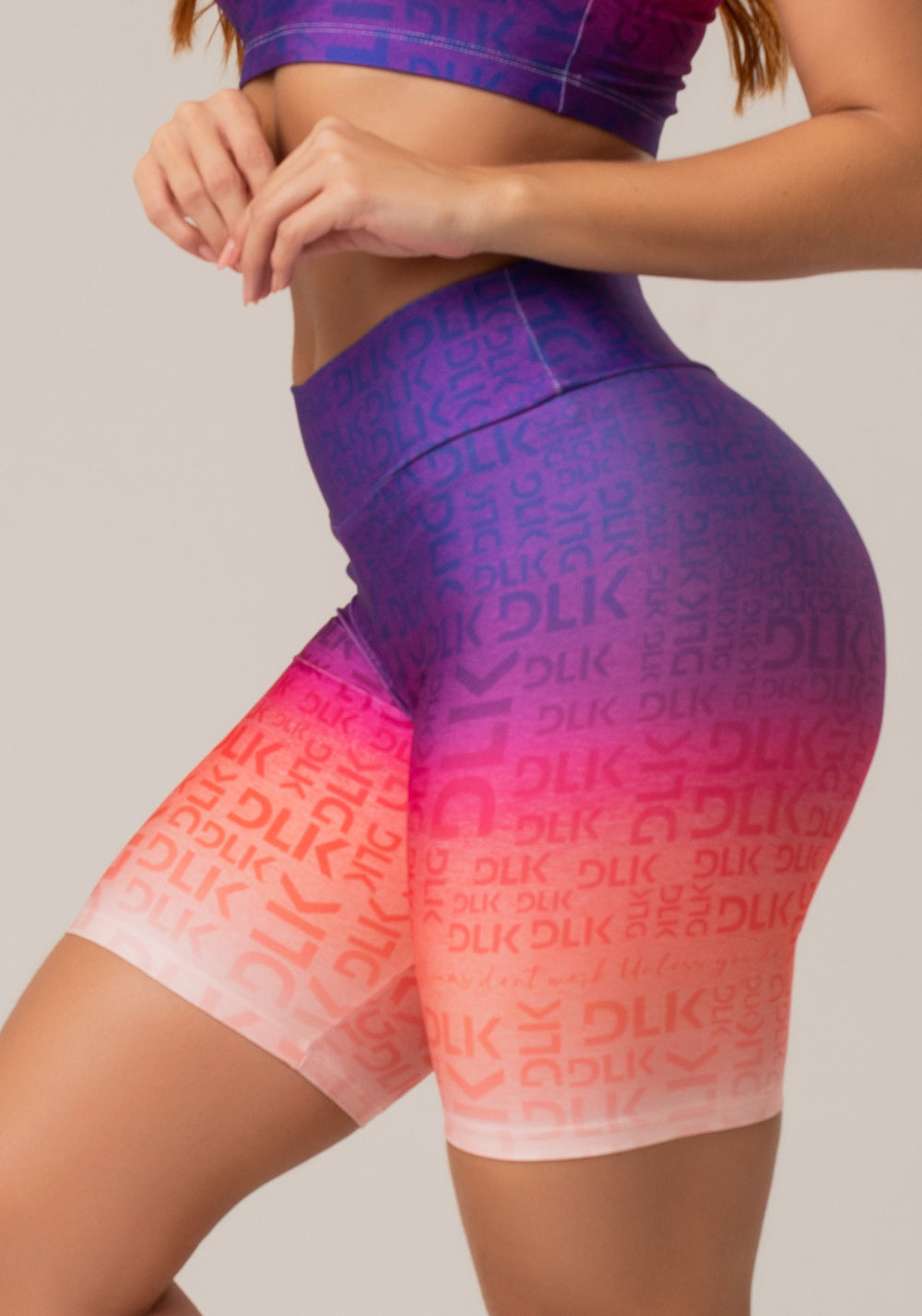 Bermuda Fitness Feminina New Printed Estampada Degradê Frases Roxo Dlk