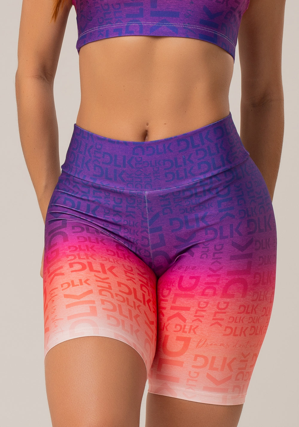 Bermuda Fitness Feminina New Printed Estampada Degradê Frases Roxo Dlk