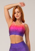 Top Fitness Feminino Nadador New Printed Estampado Degradê Frases Roxo Dlk