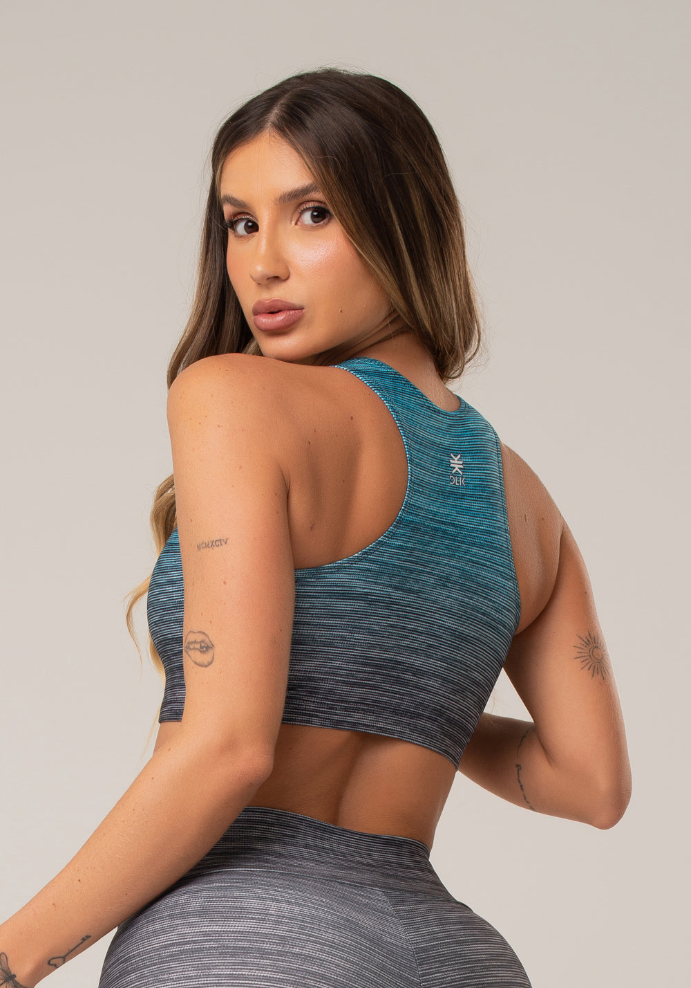 Top Fitness Feminino Nadador New Printed Estampado Melange Degrade Azul Dlk