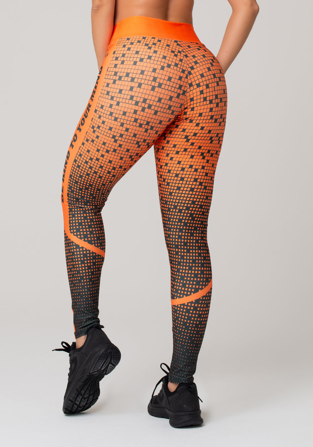 Legging Fitness Feminina New Printed Estampada Gradiente Square Laranja Dlk