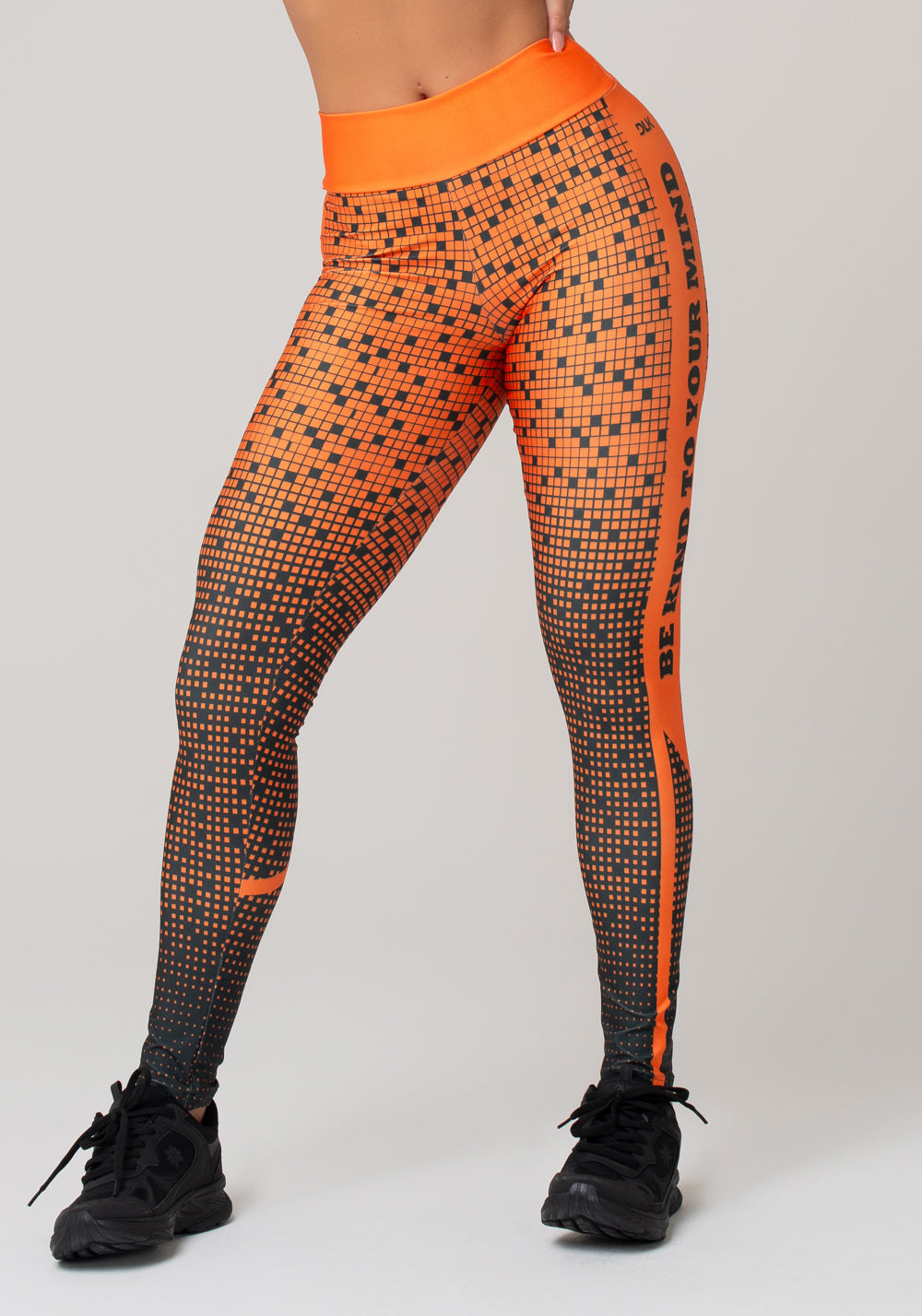 Legging Fitness Feminina New Printed Estampada Gradiente Square Laranja Dlk