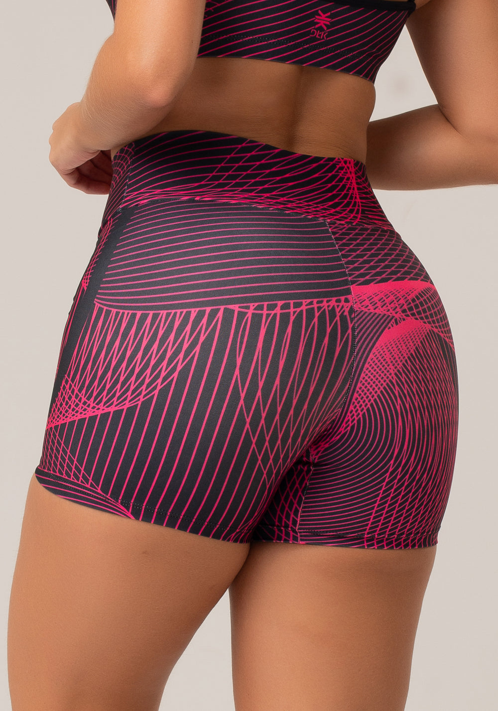 Short Fitness Feminino New Printed Estampado Gradil Pink Dlk