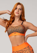 Top Fitness Feminino New Printed Estampado Gradiente Square Laranja Dlk