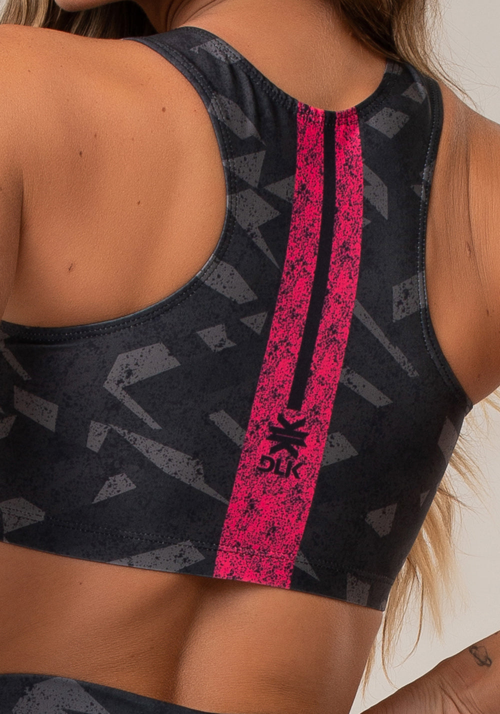 Top Fitness Feminino Nadador New Printed Estampado Abstrato Pink Dlk