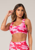 Top Fitness Feminino New Printed Estampado Camuflado Rosa Dlk