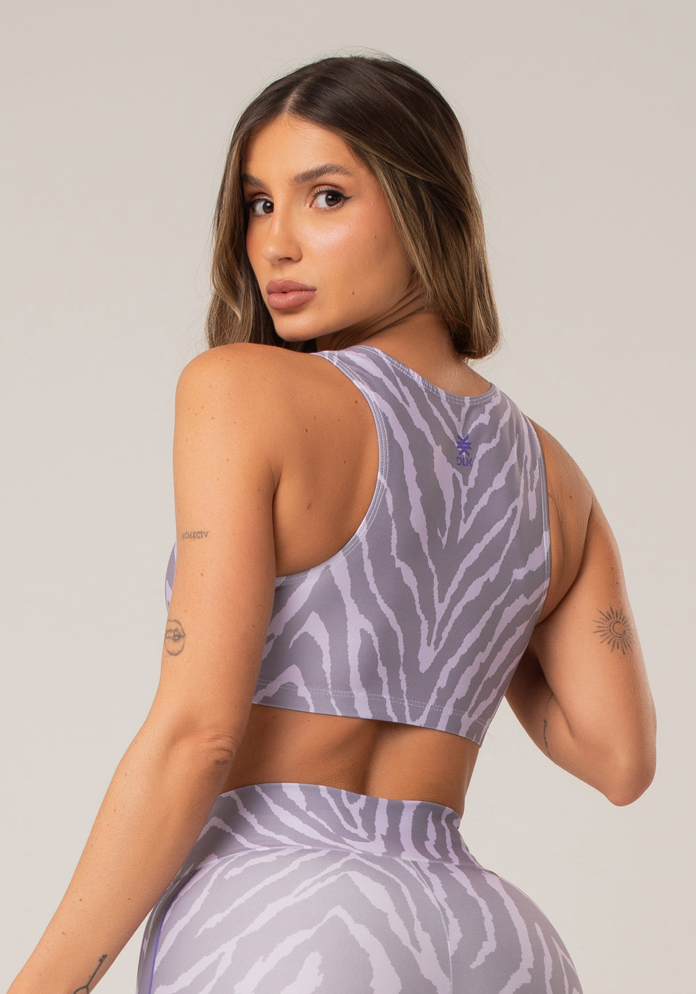 Top Fitness Feminino New Printed Estampado Zebra Lilás Dlk