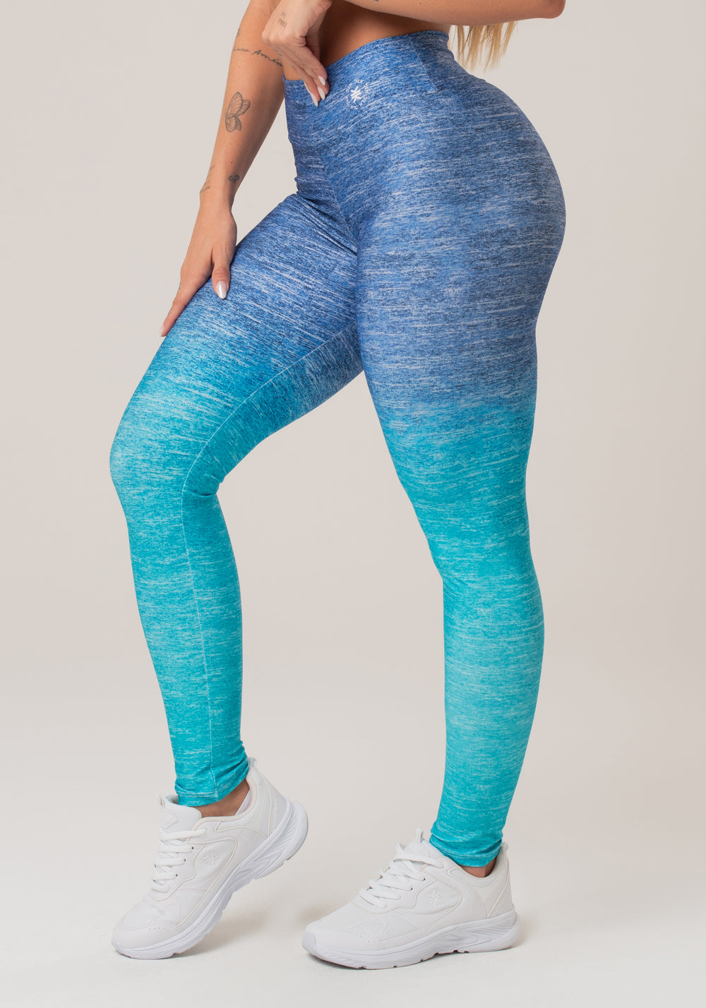 Legging Fitness Feminina New Printed Estampada Melange Azul Dlk