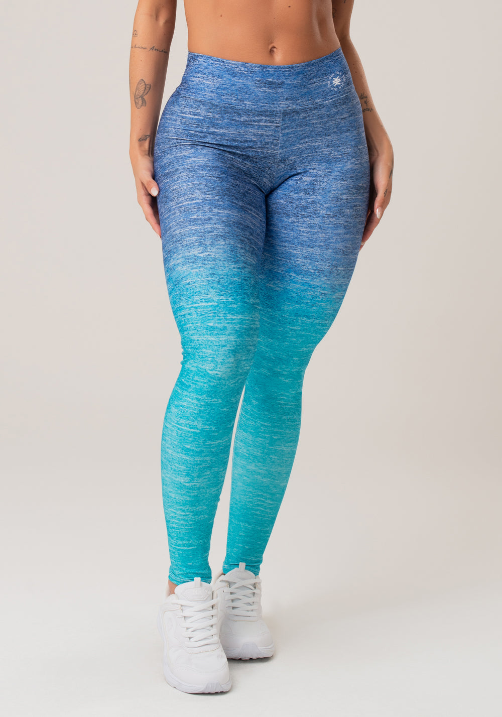 Legging Fitness Feminina New Printed Estampada Melange Azul Dlk