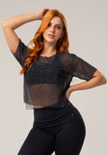 Blusa Feminina Em Tule New Printed Estampada Soup Preta Dlk