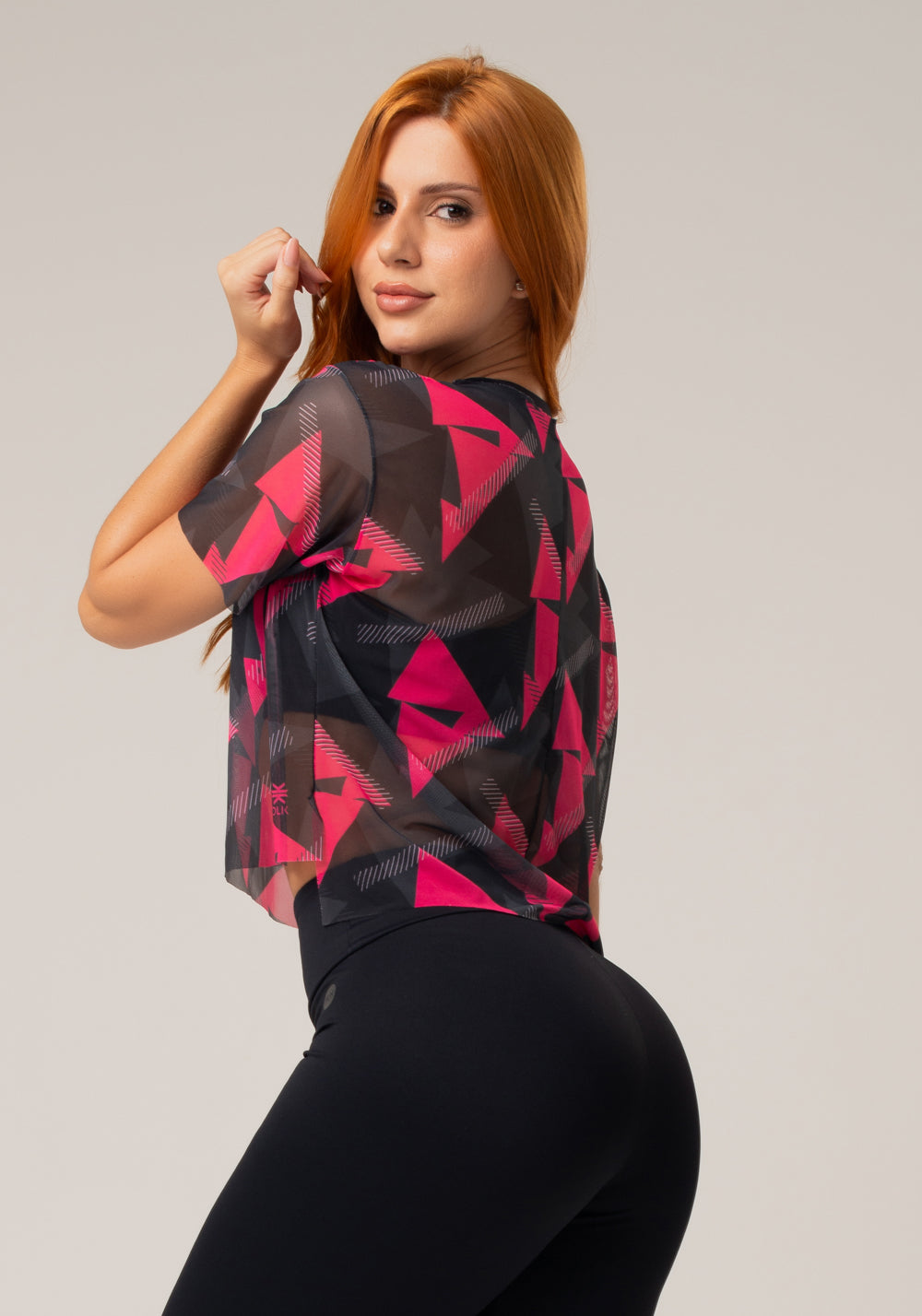 Blusa Feminina Em Tule New Printed Estampada Splinter Pink Dlk