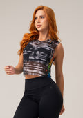Cropped De Tule Printed Estampado Arco-íris Dlk