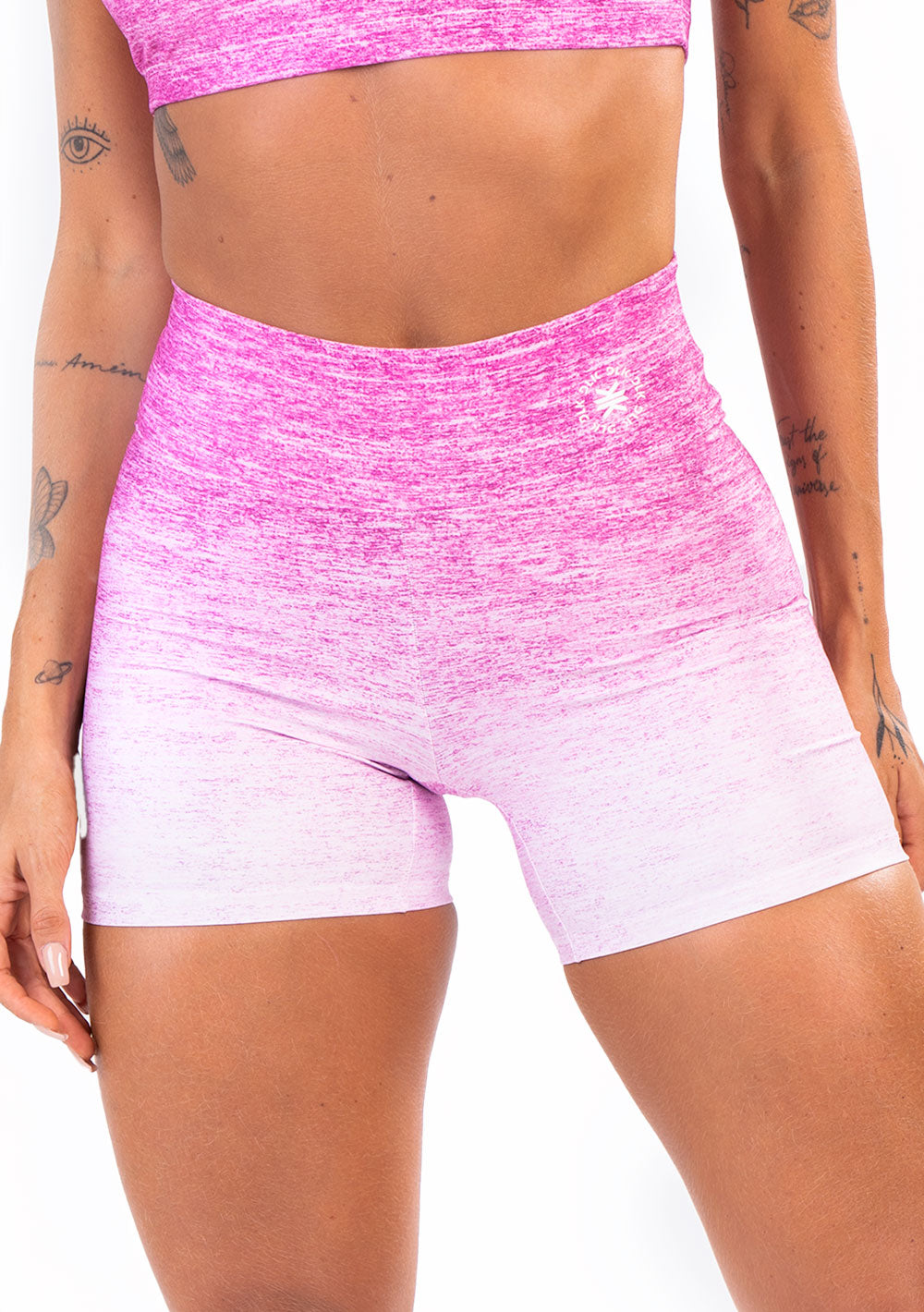 Short Fitness Feminino New Printed Estampado Melange Rosa Dlk