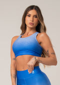 Top Fitness Feminino Nadador New Printed Estampado Degradê Listrado Azul Dlk