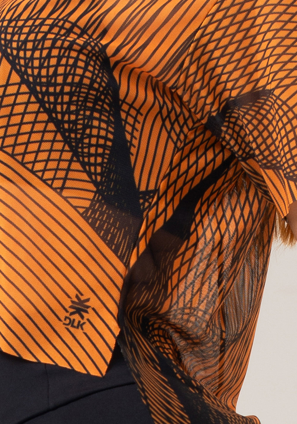 Blusa Feminina Em Tule New Printed Estampada Gradil Laranja Dlk