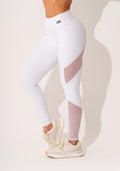 Legging Fitness Feminina Branco Com Recortes Em Tule Intense Dlk